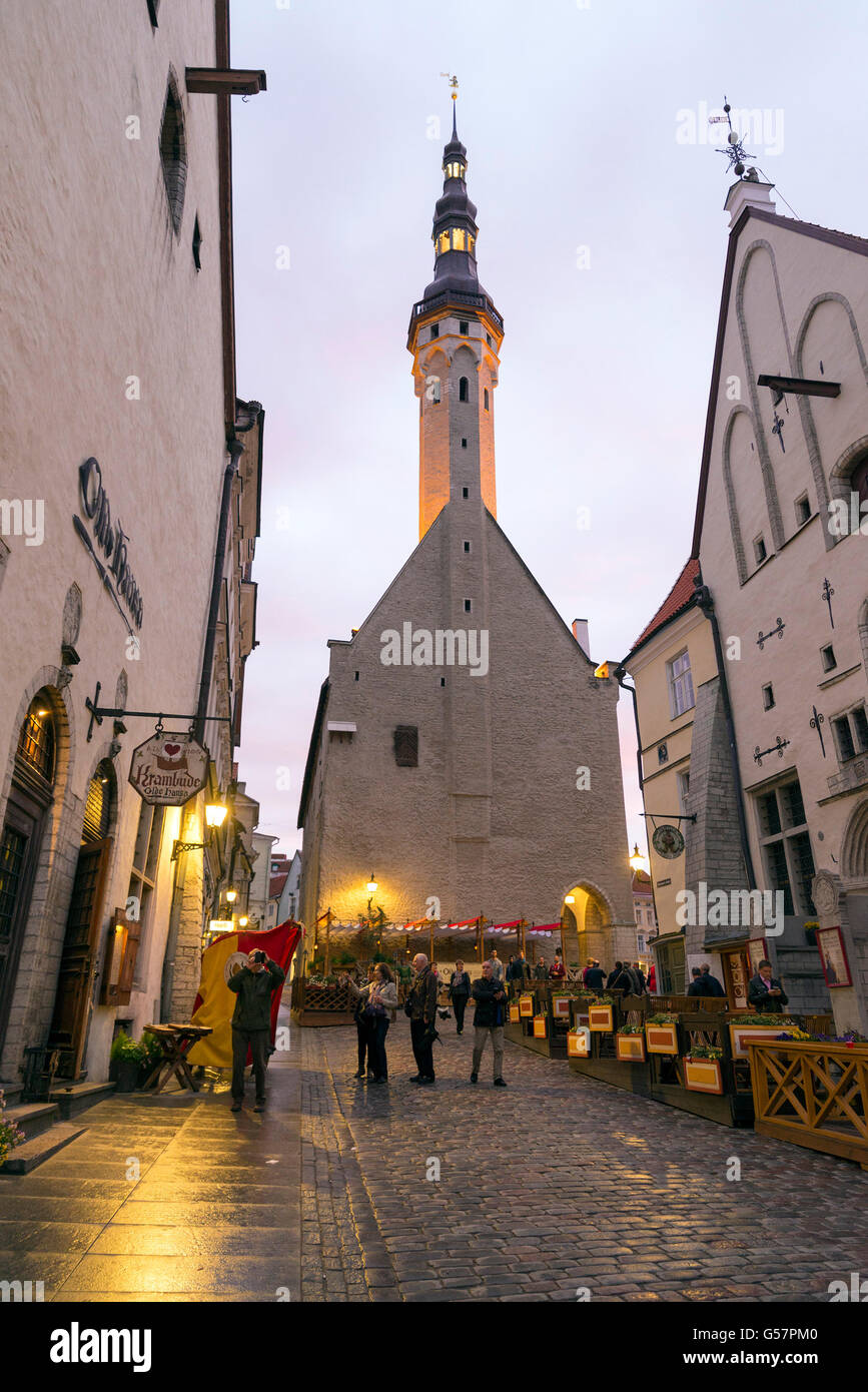 TALLINN, Estonie- 11 juin 2016 : profitez des personnes non identifiées, les rues du centre historique de Tallinn pendant les nuits blanches Banque D'Images