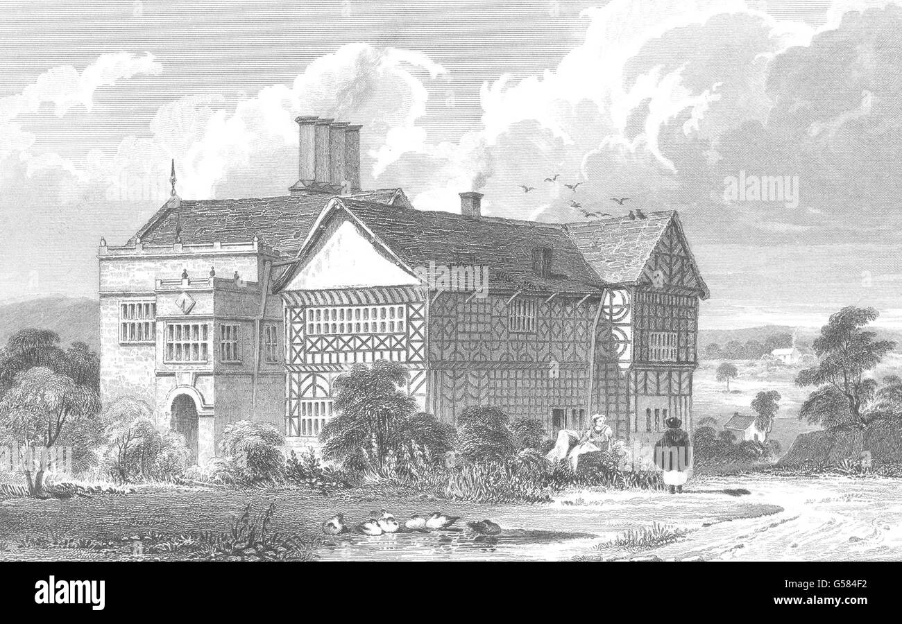 LANCASHIRE : Hall I'th' Wood, près de Bolton. Harwood. , Ancien 1831 Banque D'Images