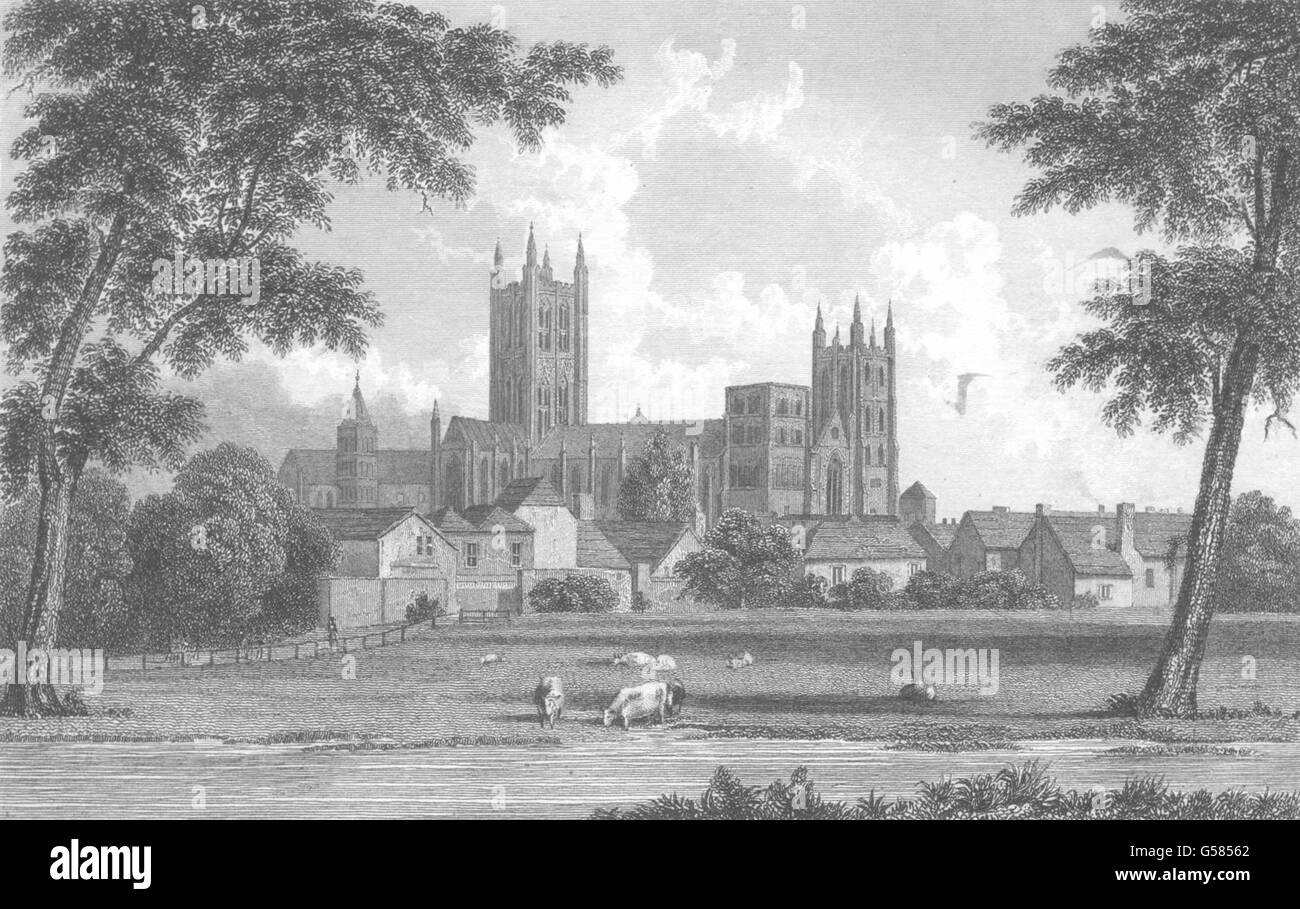 KENT : Canterbury, de la route (Westall), antique print 1830 Banque D'Images