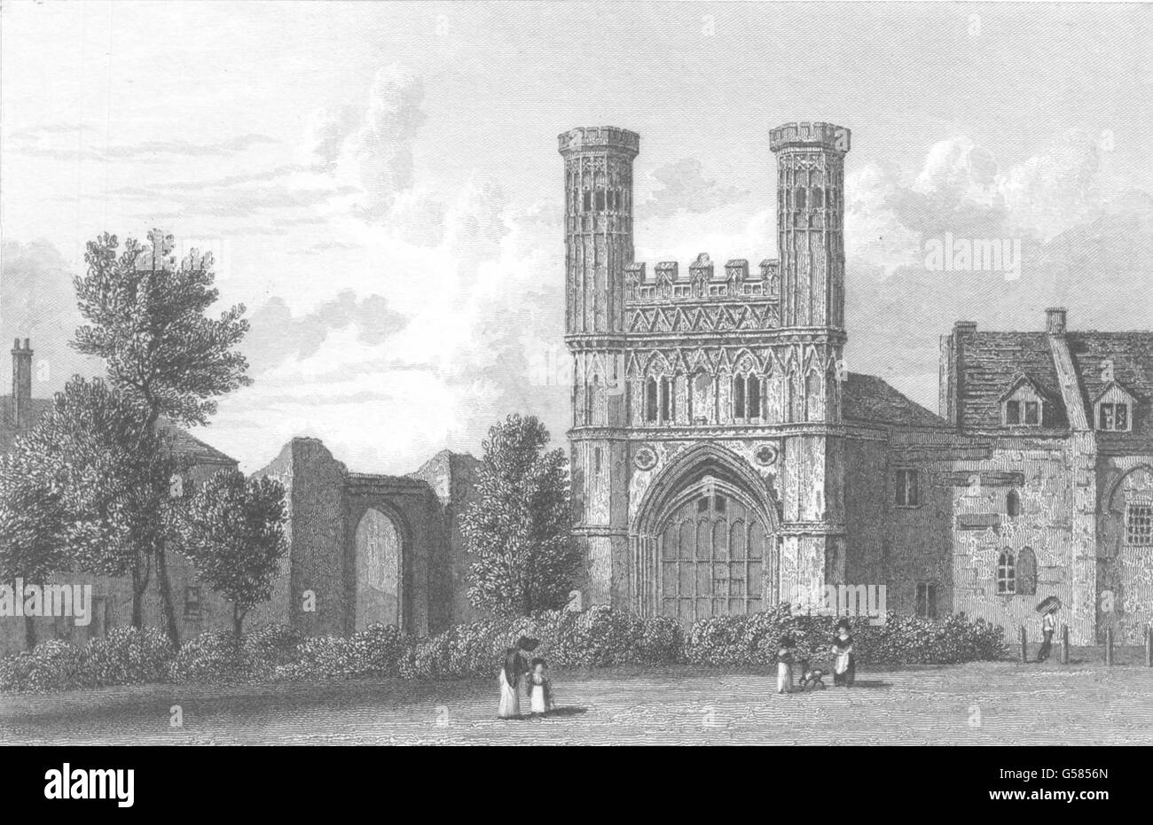 KENT : Canterbury, Porte de St Augustine's (Westall), antique print 1830 Banque D'Images