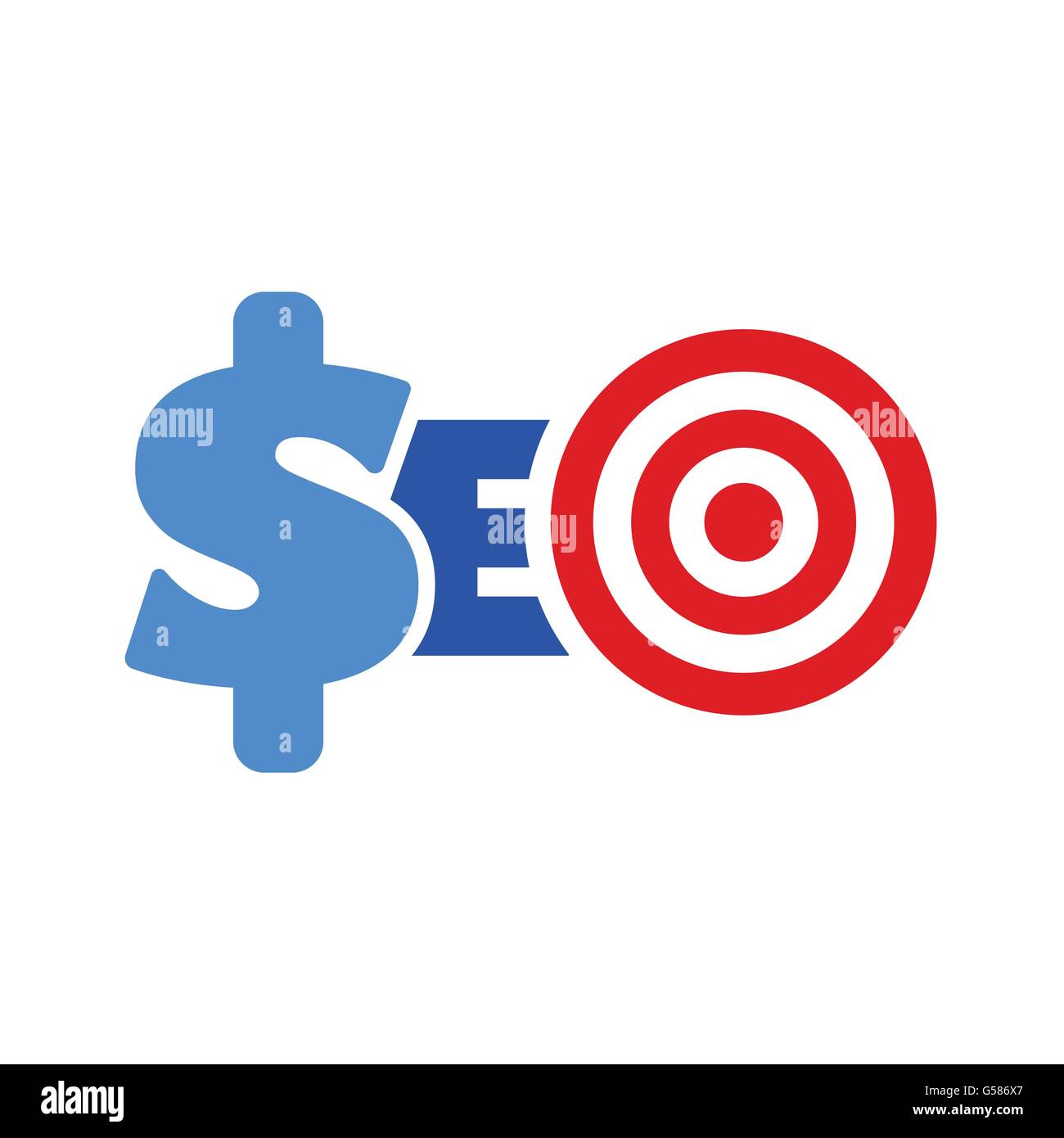 Mot symbole cible seo optimisation de site web concept vector illustartion de monétisation Illustration de Vecteur