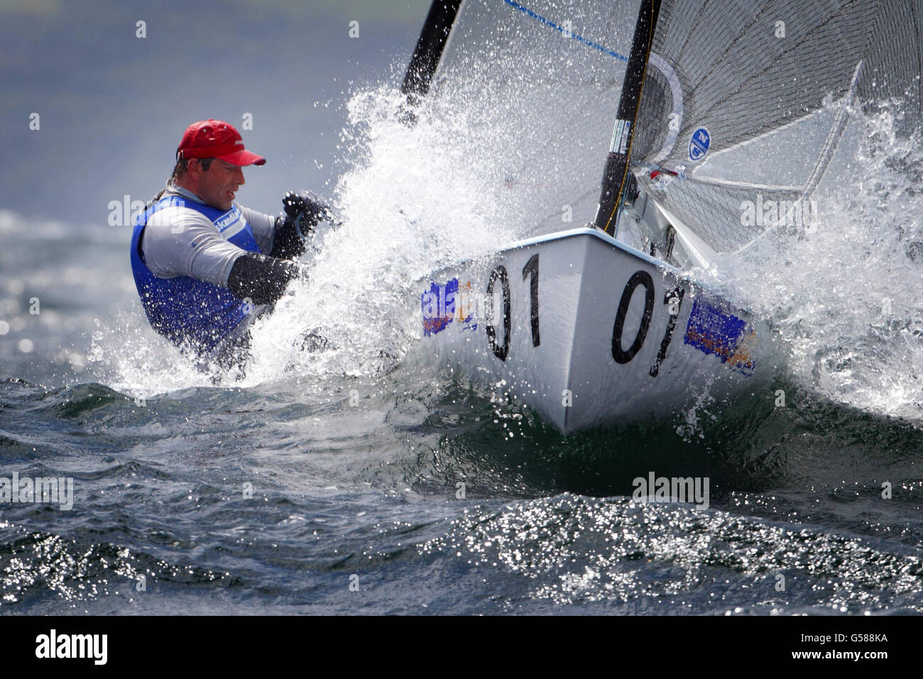 Ed Wright, marin britannique Finn, coéquipier et rival de Ben Ainslie, photographié lors de la coupe d'or Finn à Falmouth, en Cornouailles. Ainslie a remporté l'événement pour une sixième fois record et représentera GBR aux Jeux Olympiques. Le crédit photo devrait se lire: Chris Ison/PA Wire. Banque D'Images