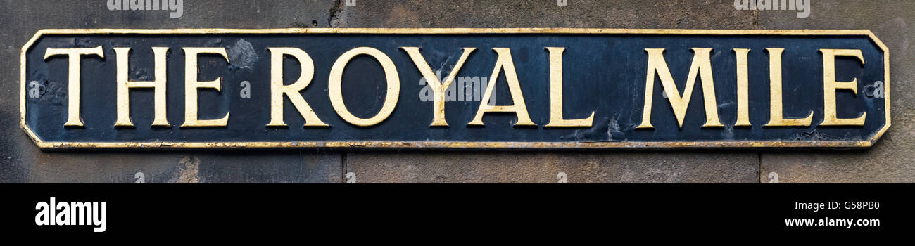 Le Royal Mile street sign, Édimbourg, Écosse, Royaume-Uni Banque D'Images
