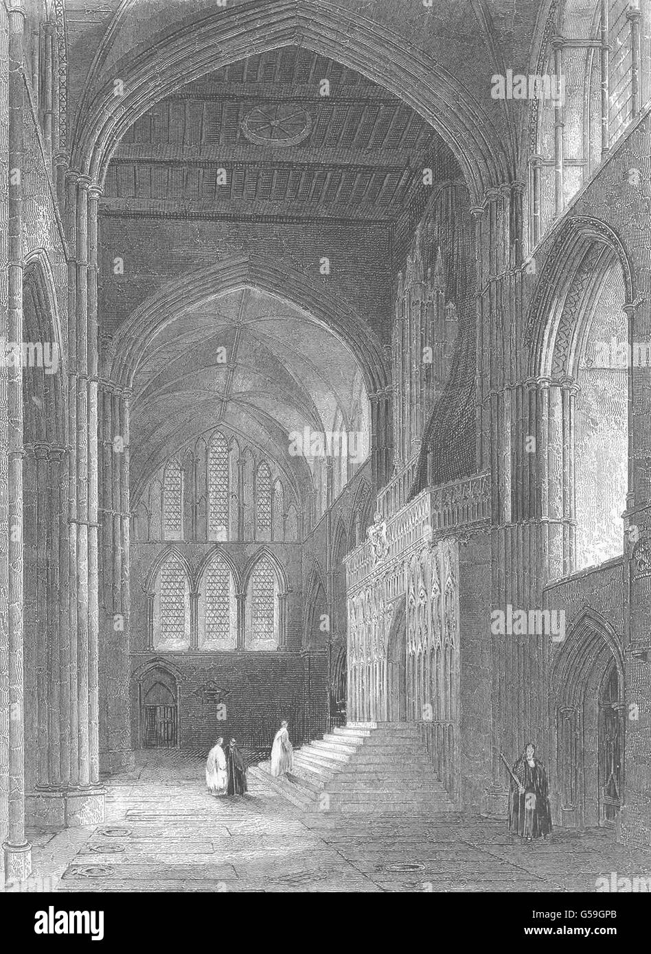 KENT : Cathédrale de transept nord, antique print 1860 Banque D'Images