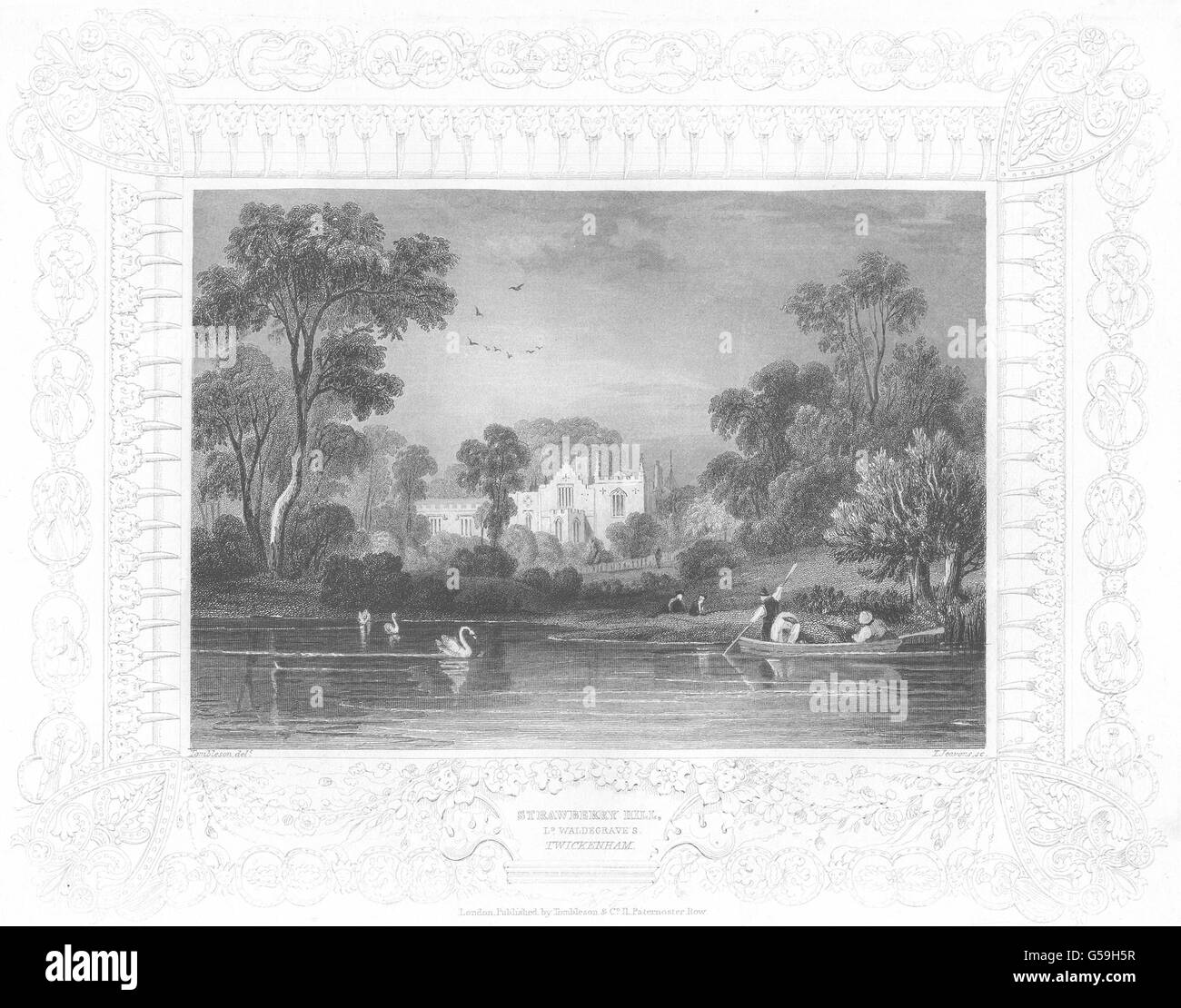 Londres : Strawberry Hill, Lord Waldegrave. (Twickenham) Tombleson, 1830 imprimer Banque D'Images