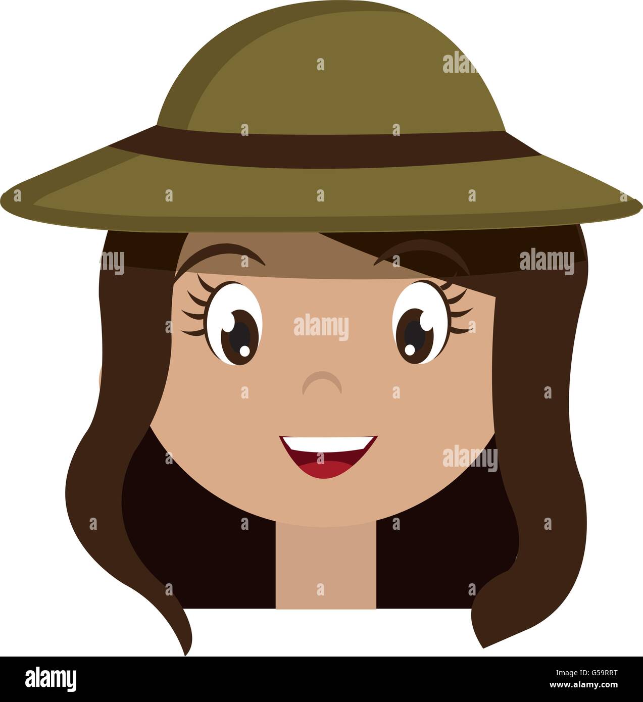 Avatar girl wearing green hat,vector graphic Illustration de Vecteur