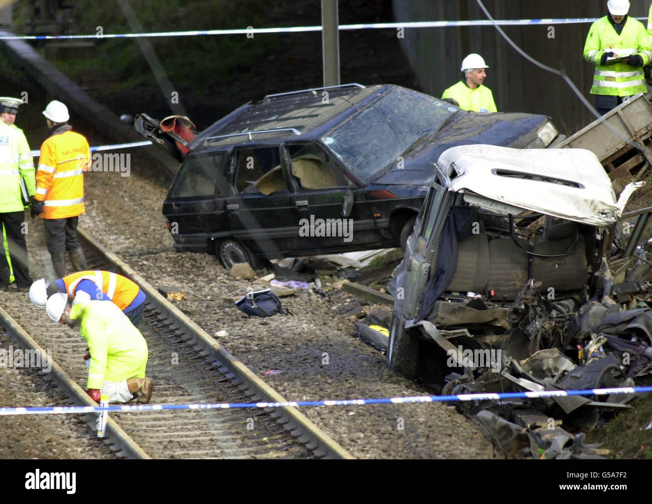 Accident de train Landrover Banque D'Images