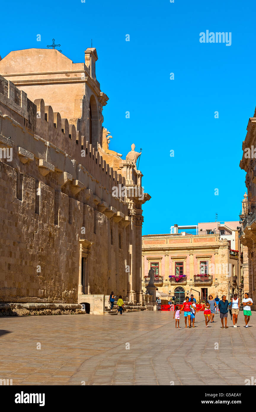 Italie Sicile Ortigia Siracusa Piazza Minerva Banque D'Images