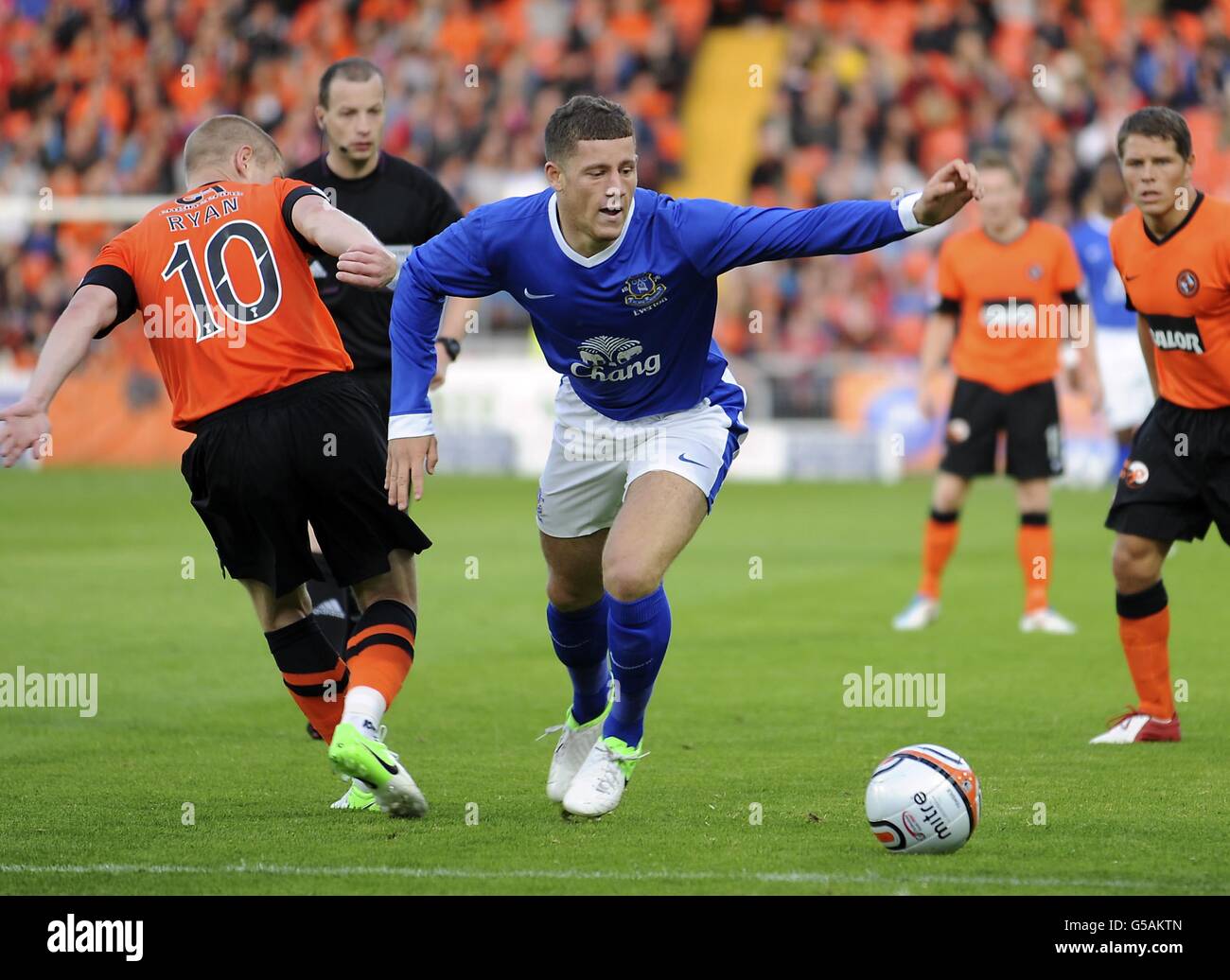 Ross Barkley d'Everton en action pendant une pré-saison amicale au parc Tannadice, Dundee. APPUYEZ SUR ASSOCIATION photo. Date de la photo: Jeudi 19 juillet 2012. Voir PA Story FOOTBALL Dundee Utd. Le crédit photo devrait se lire comme suit : Craig Halkett/PA Wire. Banque D'Images
