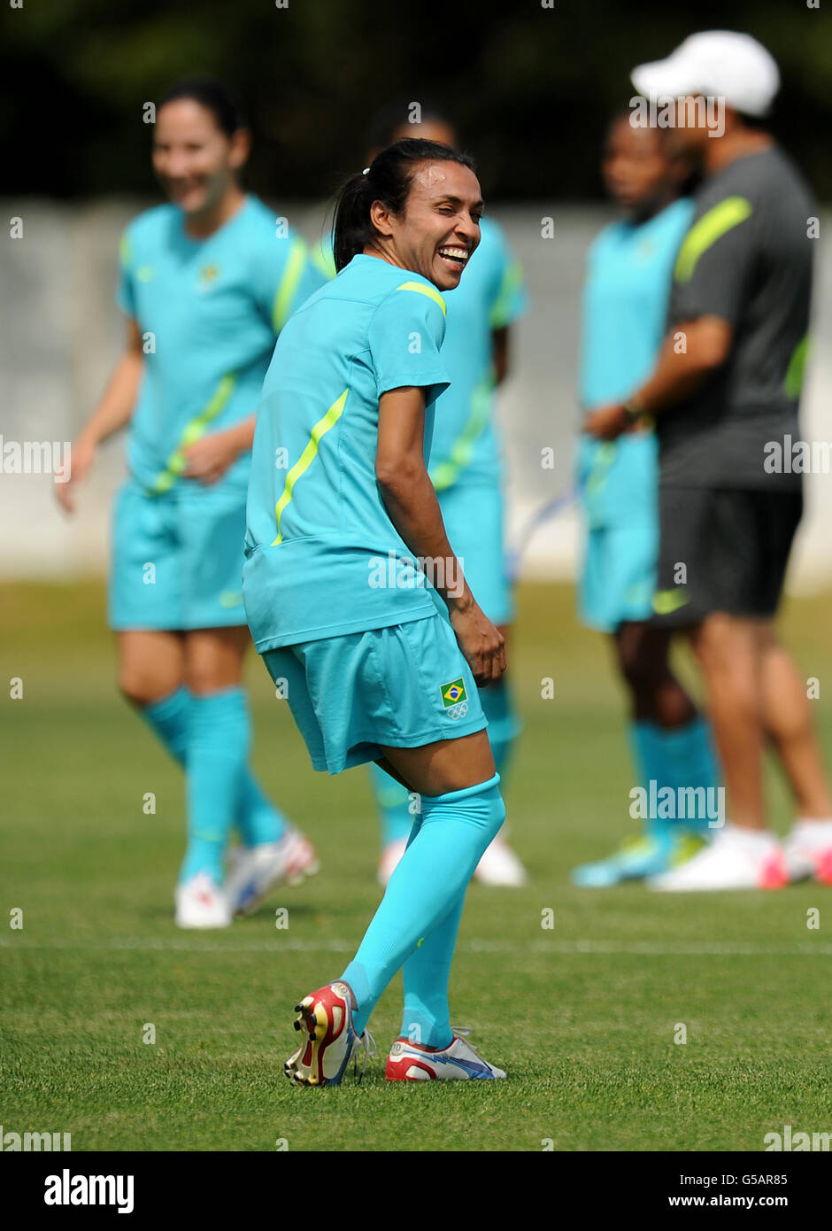 Marta au Brésil pendant une formation à l'université de Cardiff Sports Fields Banque D'Images