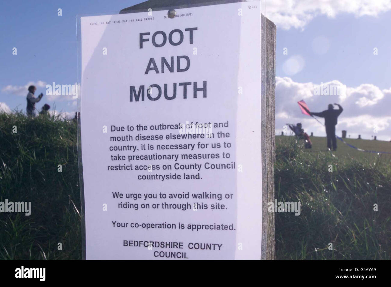 Le centre de beauté Dunstable Downs, Buckinghamshire, propriété de la National Trust, où le public a été averti de ne pas s'écarter sur les sentiers et les ruelles reculés comme mesure de précaution contre la propagation de la fièvre aphteuse. *... le gouvernement a également suspendu la chasse au cerf et au renard et la courge au lièvre, et la Société royale pour la protection des oiseaux a fermé toutes ses réserves naturelles pendant sept jours. Banque D'Images