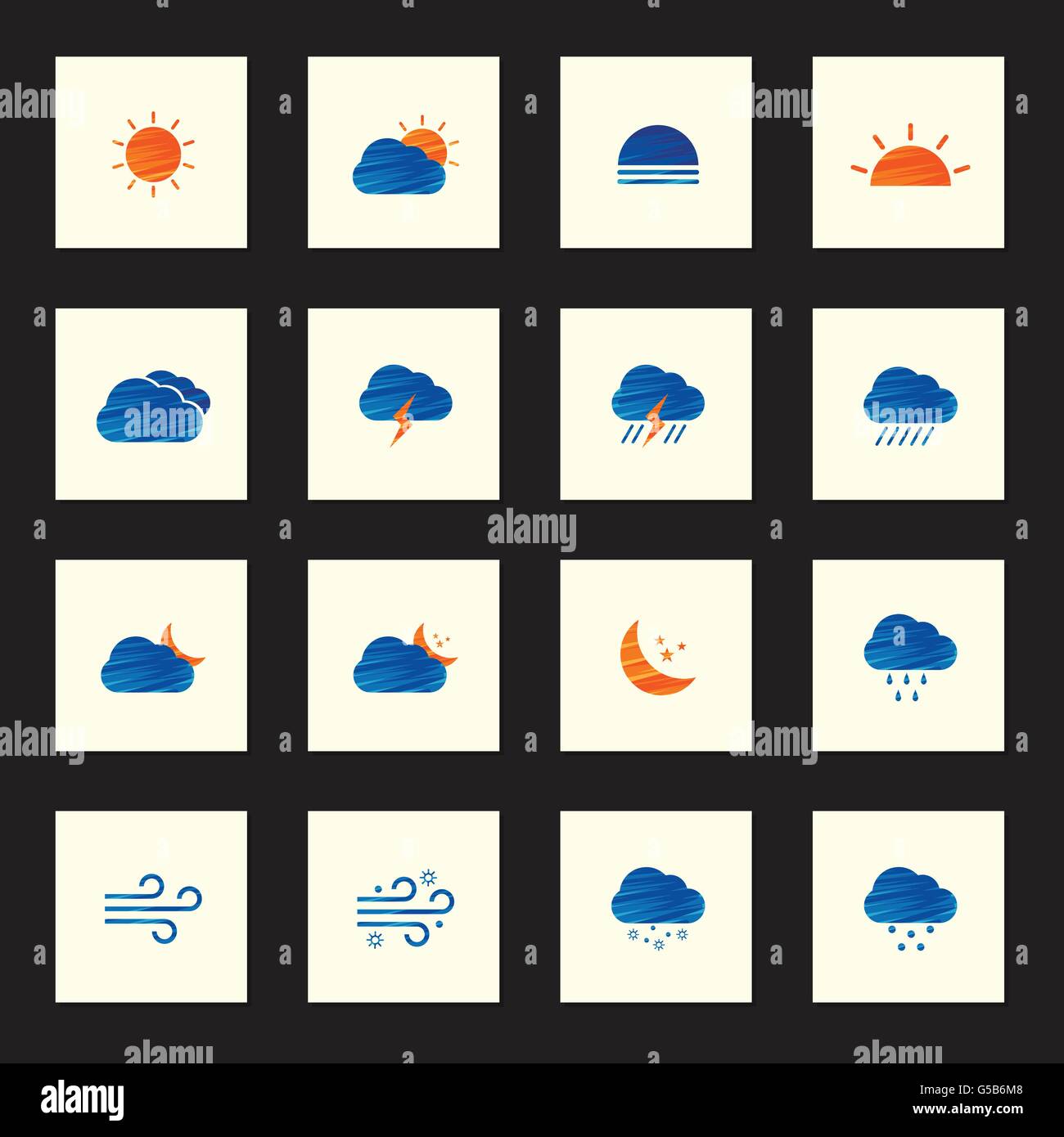 Collection d'icônes météo croquis colorés vector illustration Illustration de Vecteur
