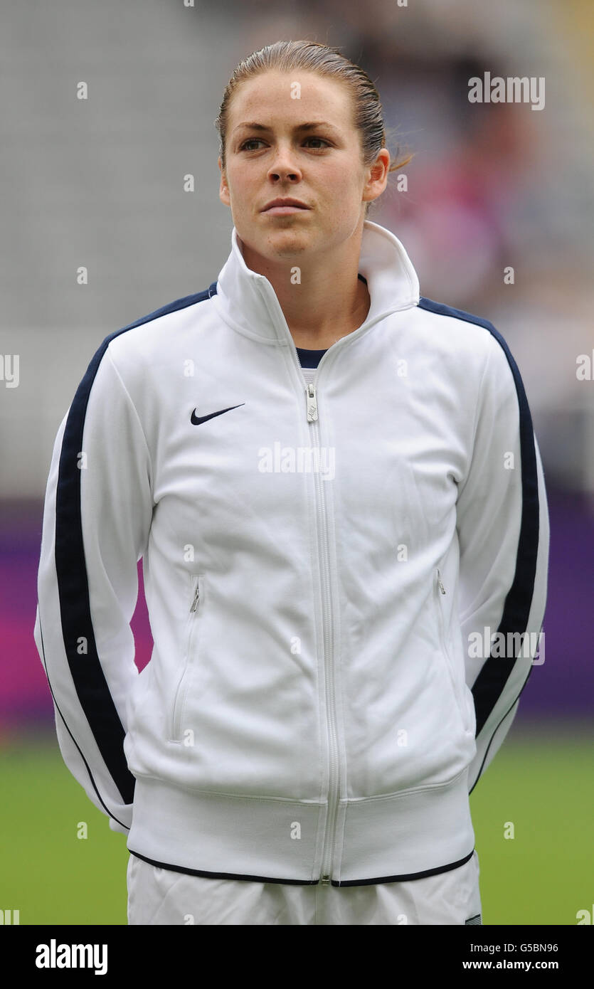 Jeux Olympiques de Londres - jour 7.Kelley O'Hara aux États-Unis avant le match final du quartier des femmes contre la Nouvelle-Zélande à St James Park, Newcastle. Banque D'Images