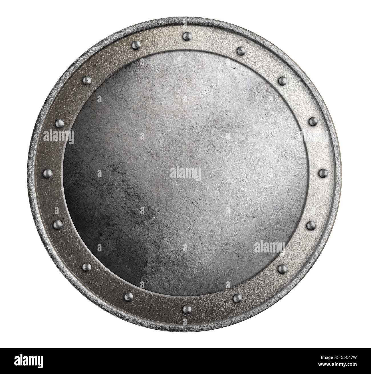 Bouclier rond en métal simple 3d illustration isolé Banque D'Images