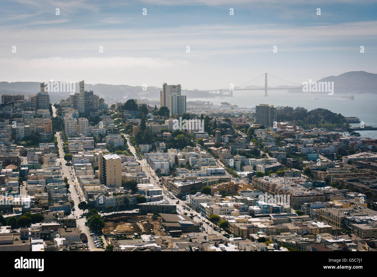 Vue depuis la Coit Tower à San Francisco, Californie. Banque D'Images