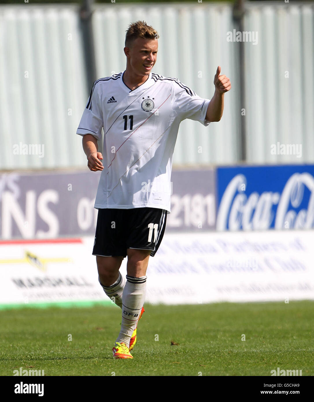 Yannick Gerhardt, en Allemagne, célèbre le but gagnant lors du match du défi international au stade Falkirk, à Falkirk.APPUYEZ SUR ASSOICIATION photo.Date de la photo: Mardi 14 août 2012.Le crédit photo devrait se lire comme suit : Lynne Cameron/PA Wire. Banque D'Images Yannick Gerhardt, en Allemagne, célèbre le but gagnant lors du match du défi international au stade Falkirk, à Falkirk.APPUYEZ SUR ASSOICIATION photo.Date de la photo: Mardi 14 août 2012.Le crédit photo devrait se lire comme suit : Lynne Cameron/PA Wire. Banque D'Images