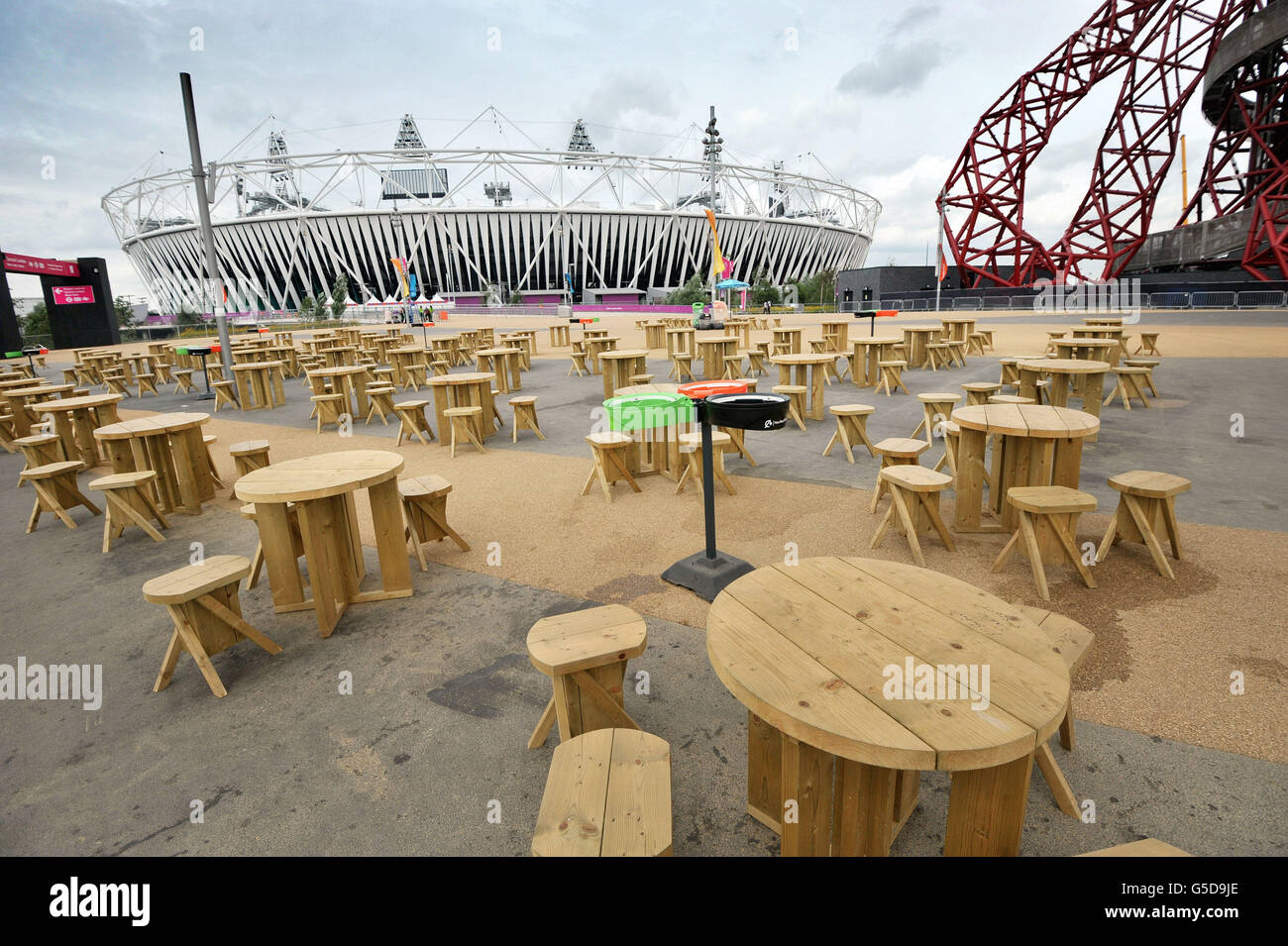 Jeux Olympiques de Londres - Jeux Olympiques post-parc.Un parc olympique vide après la fin des Jeux Olympiques de Londres 2012. Banque D'Images