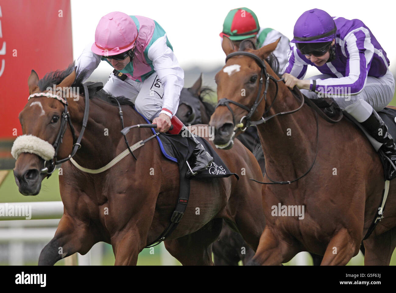 Monté par le jockey Joseph O'Brien (à droite) sur son chemin pour gagner les irrésistibles Jewel Blandford Stakes pendant la journée des piquets de Moyantireflet au Curragh Racecourse, Co Kildare, Irlande. Banque D'Images