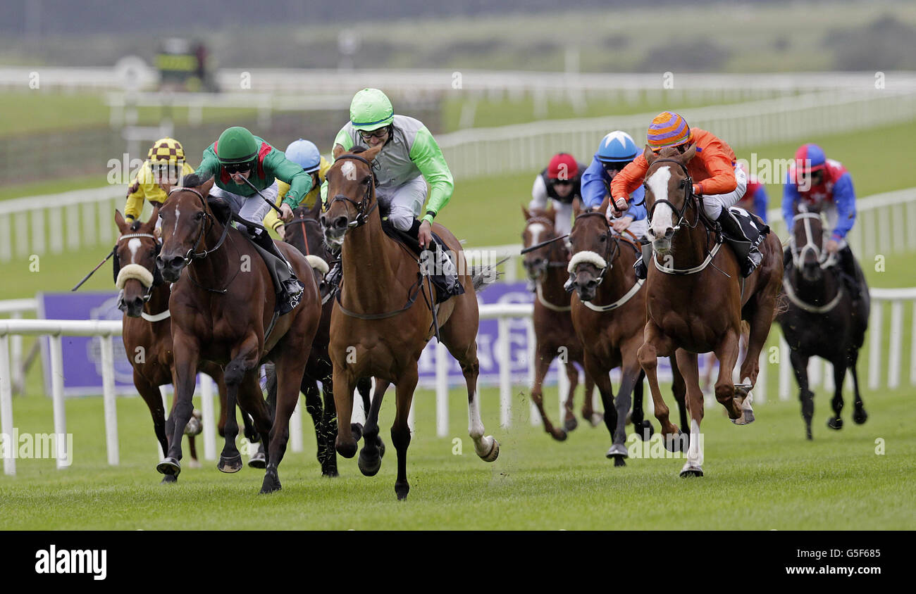 Montebell sous le jockey Shane Foley (au centre) gagne le fond européen de la beauté profonde Fillies Handicap d'automne lors de la Journée des piquets de Moyantireflet à l'hippodrome de Curragh, Co Kildare, Irlande. Banque D'Images