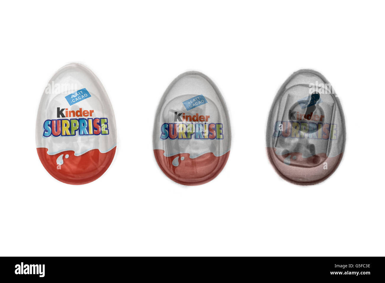 Oeuf en chocolat Kinder Surprise3r de l'UEDN x-ray Banque D'Images
