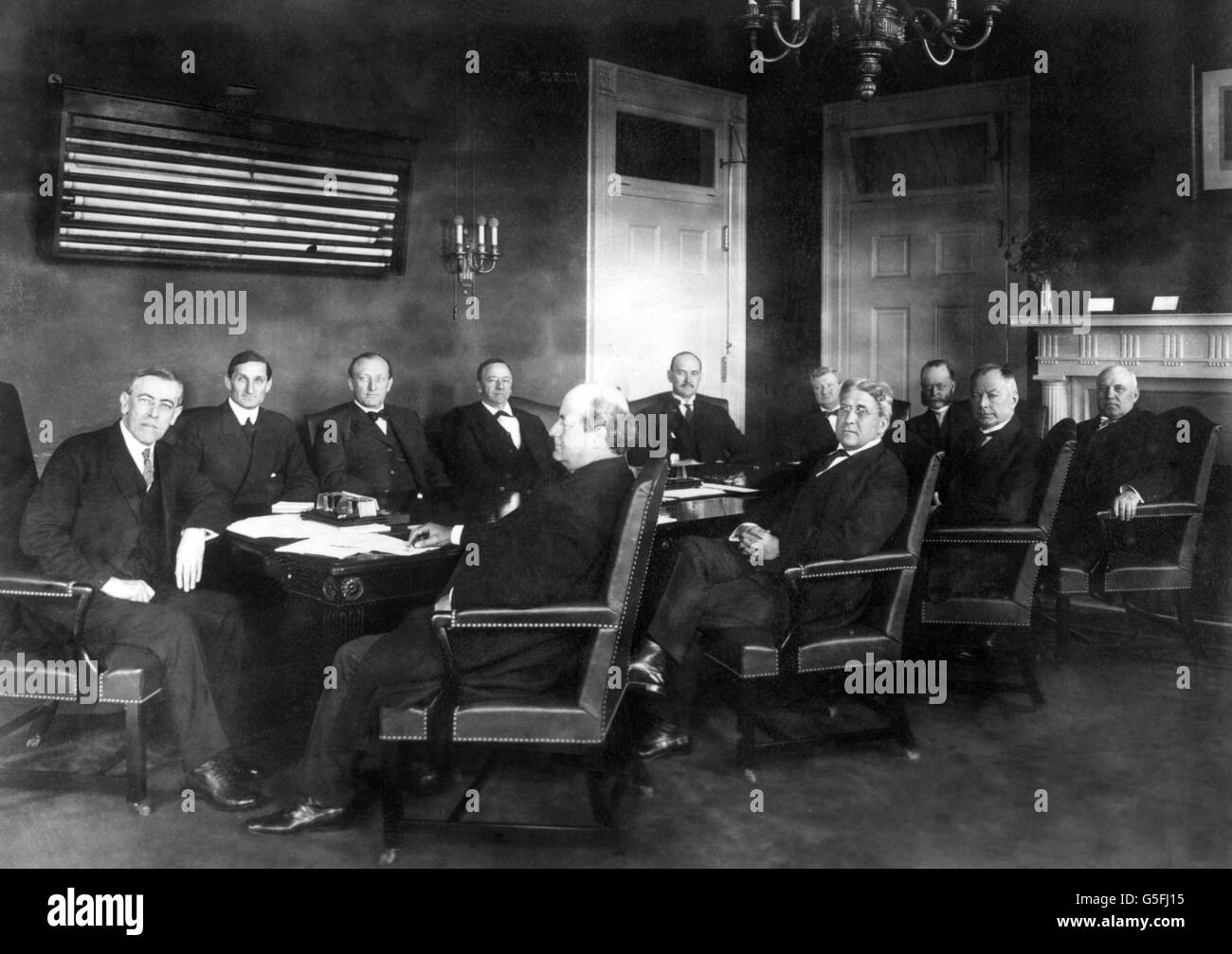 Le président américain Woodrow Wilson et son cabinet. Banque D'Images