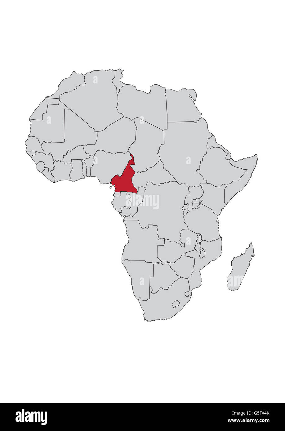 Carte de l'Afrique, Cameroun Banque D'Images