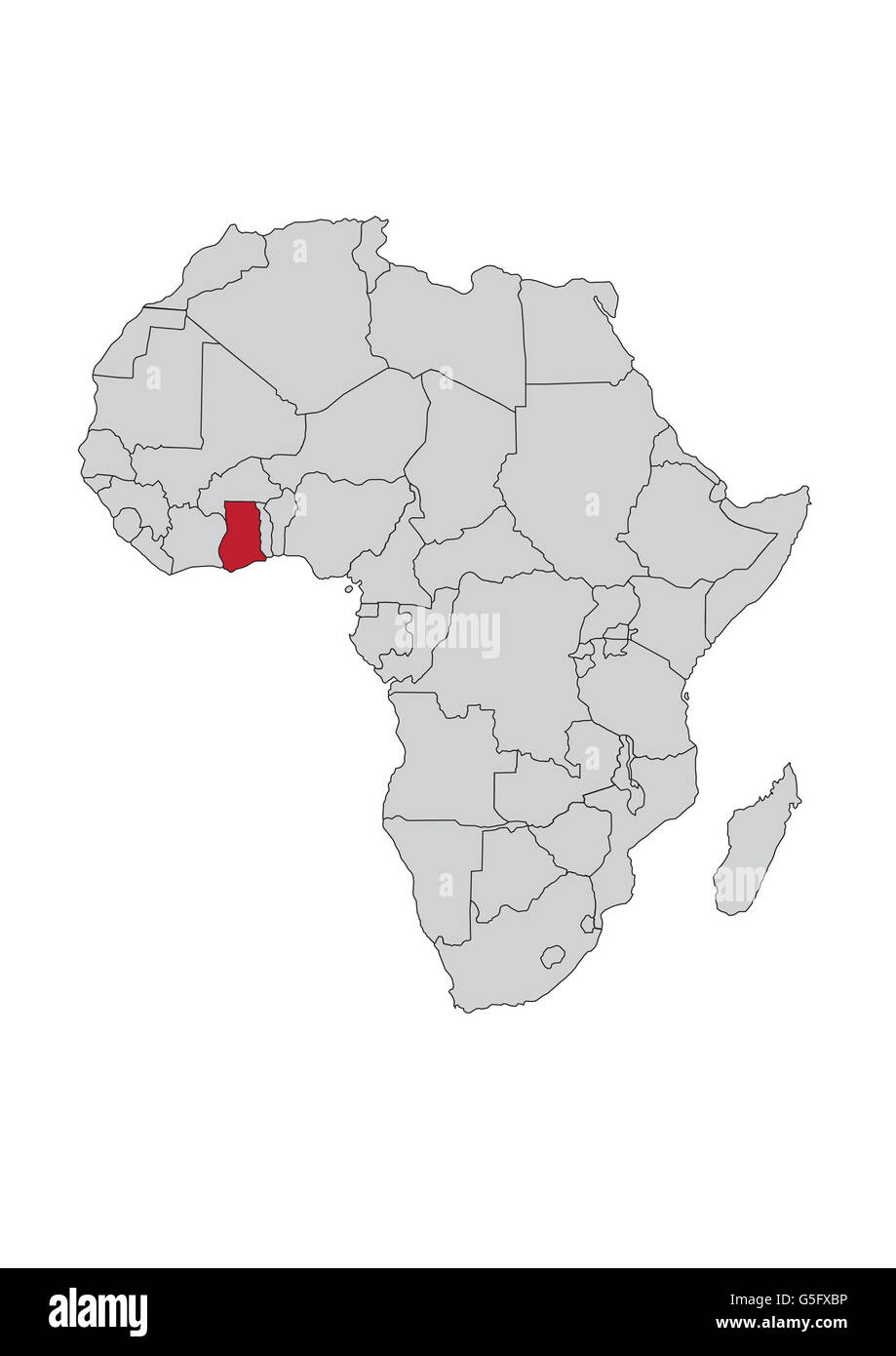 Carte de l'Afrique, République du Ghana Banque D'Images