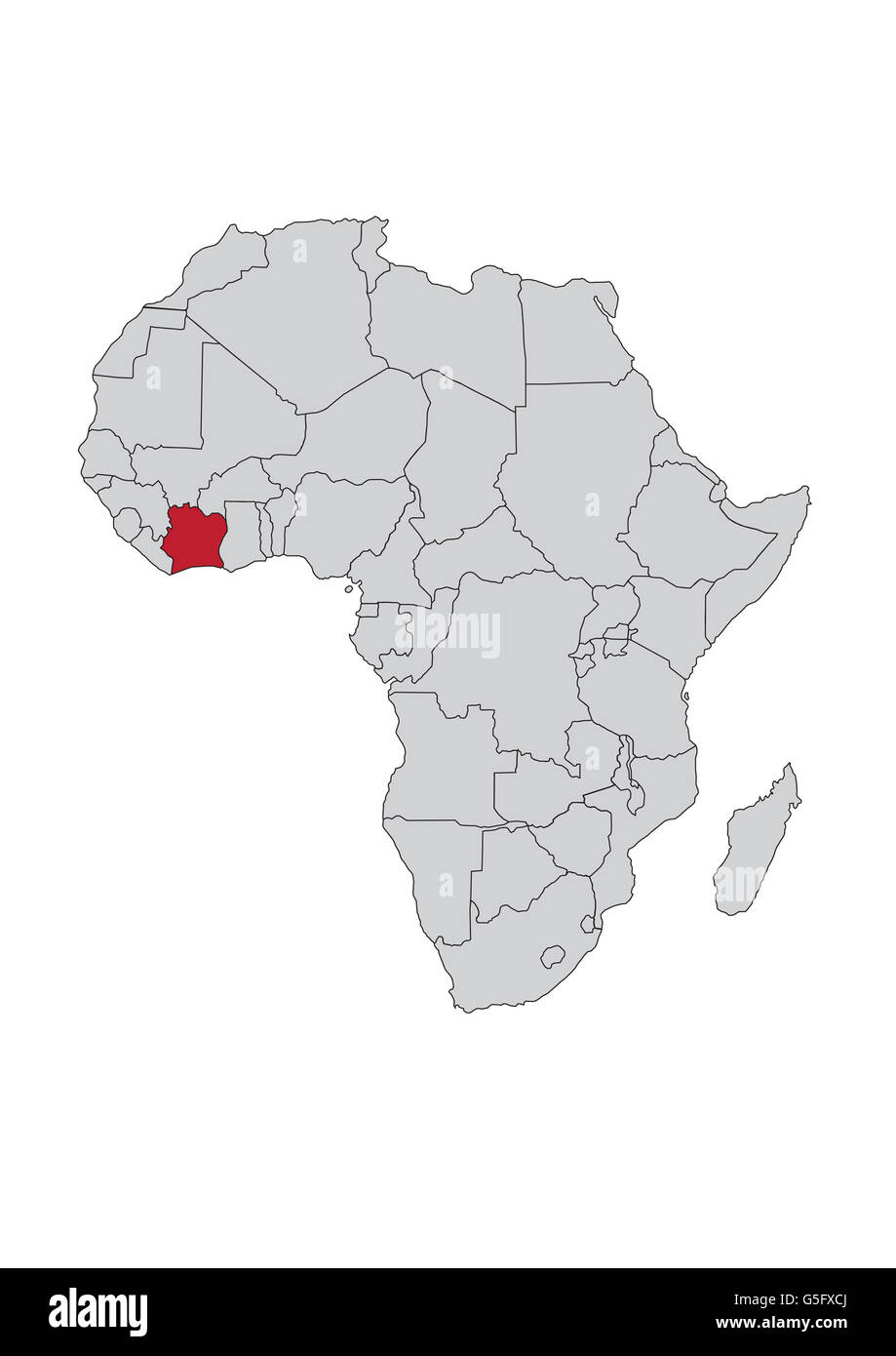 Carte de l'Afrique, la Côte d'Ivoire (Ivory Coast) Banque D'Images