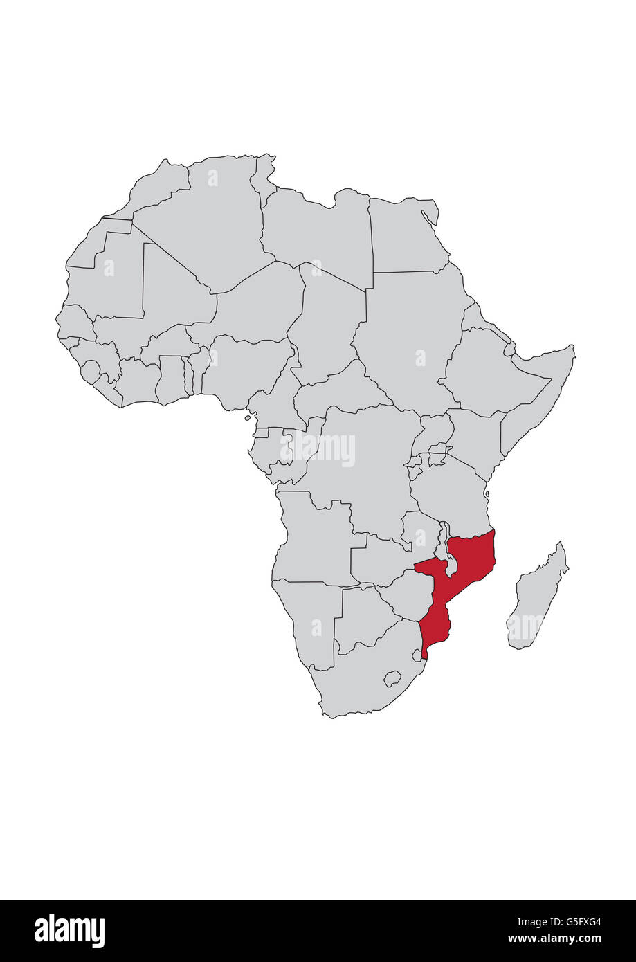 Carte de l'Afrique, Mozambique Banque D'Images