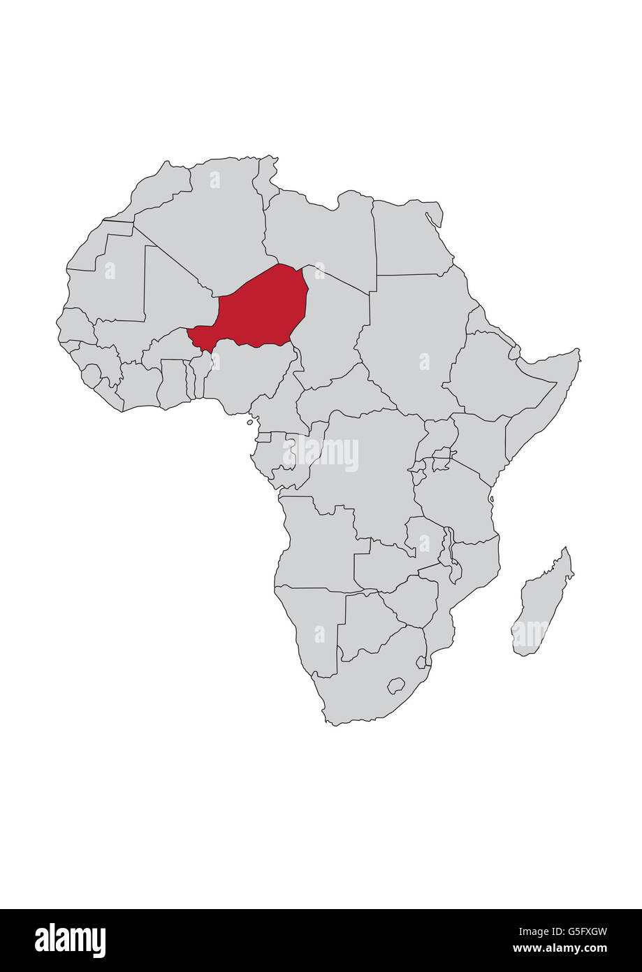 Carte de l'Afrique, Niger Banque D'Images