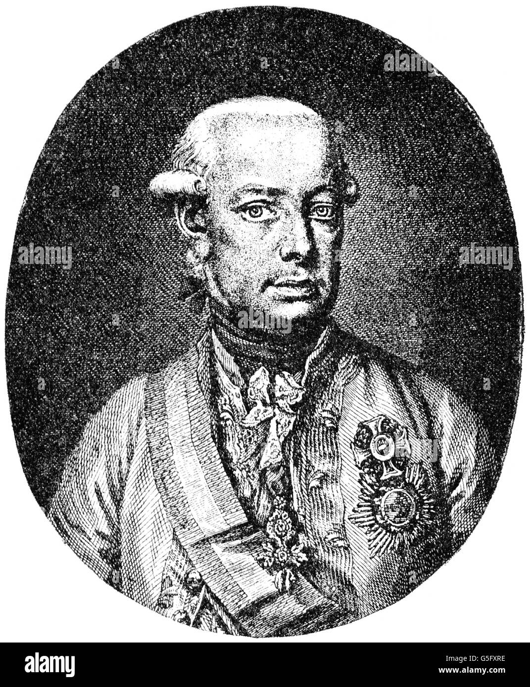 Léopold II, 5.5.1747 - 1.3.1792, Saint Empereur romain 30.9.1790 - 1.3.1792, gravure sur cuivre par Jakob Adam, 1790, après la mise en peinture de l'artiste, Kreutzinger Copyright n'a pas à être effacée Banque D'Images