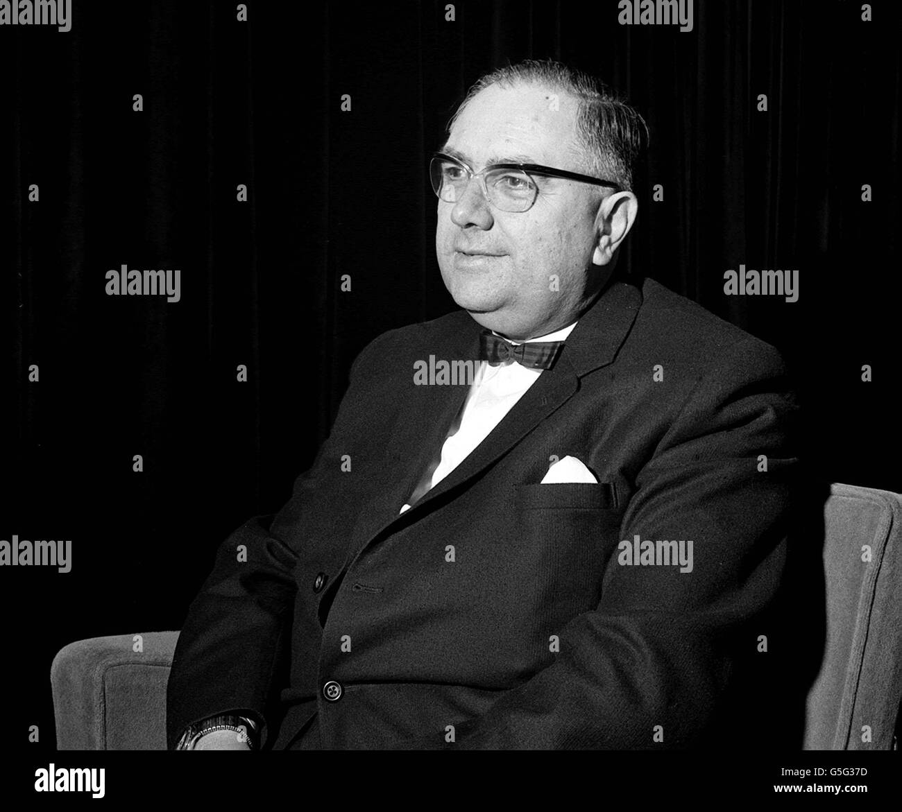 L'évangéliste britannique Eric Hutchings à la première mondiale de son film The Hour Advancing au Shaw Preview Theatre de Londres. Banque D'Images