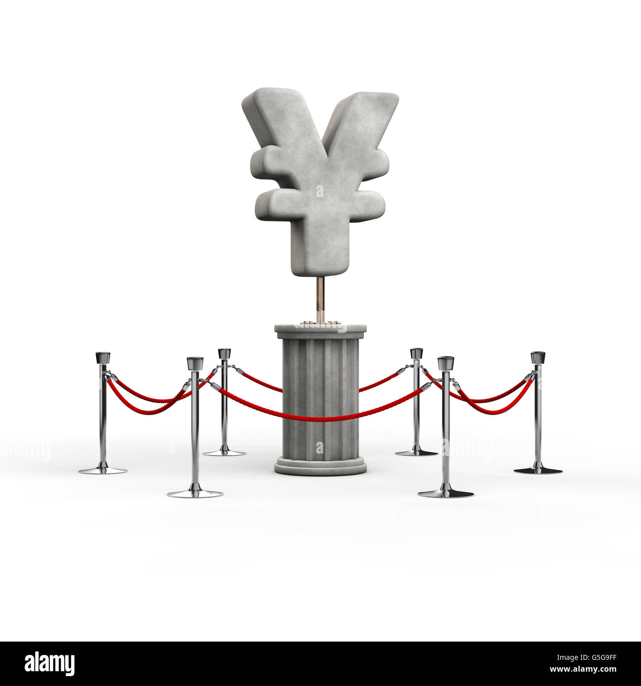 Le yen exposition / 3D illustration de la sculpture symbole yen Banque D'Images