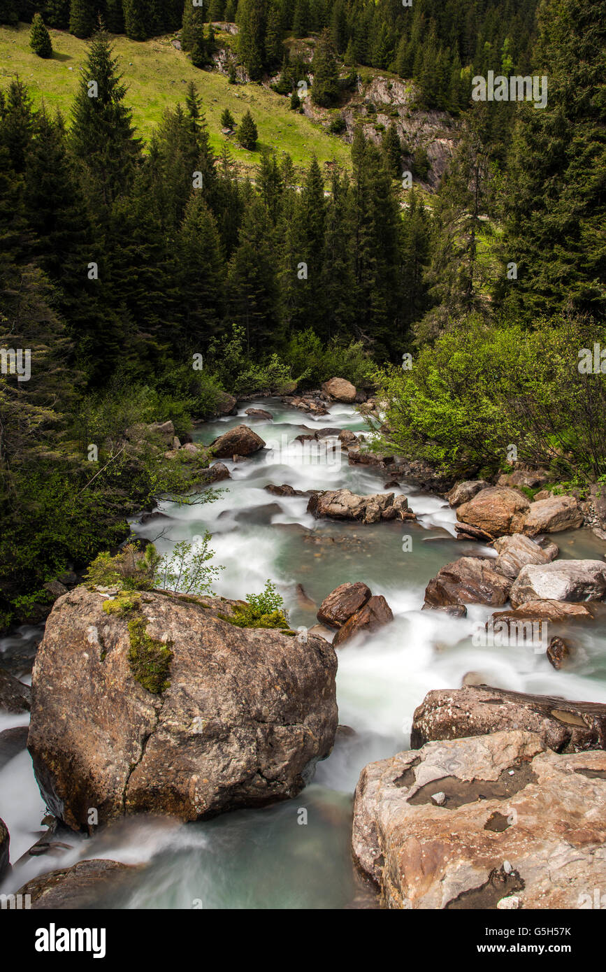 Paysage de montagne pittoresque de l'été à Stubaital, Tyrol, Autriche Banque D'Images