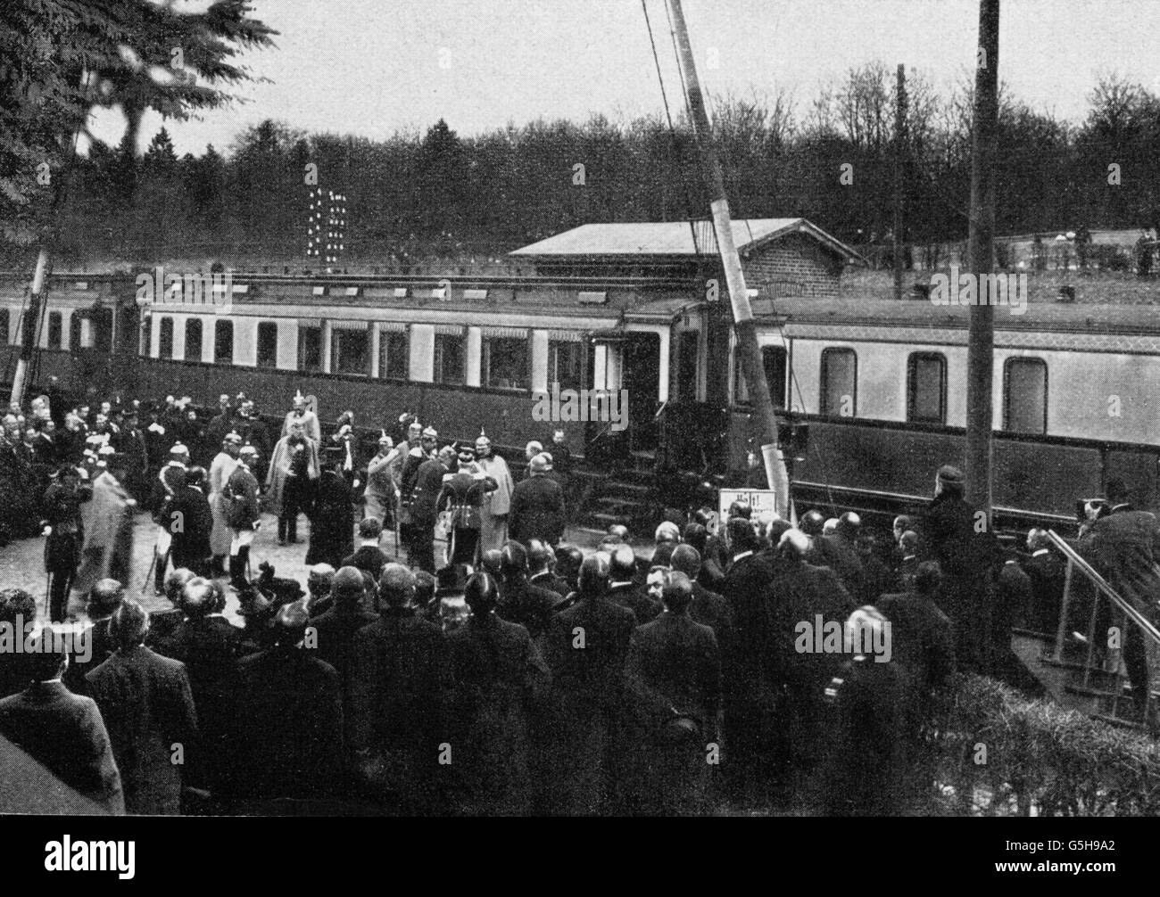 Bismarck, Otto von, 1.4.1815 - 30.7.1898, politicien allemand, mort, funérailles, arrivée de l'empereur William II à la gare de Friedrichsruh, 2.8.1898, Banque D'Images