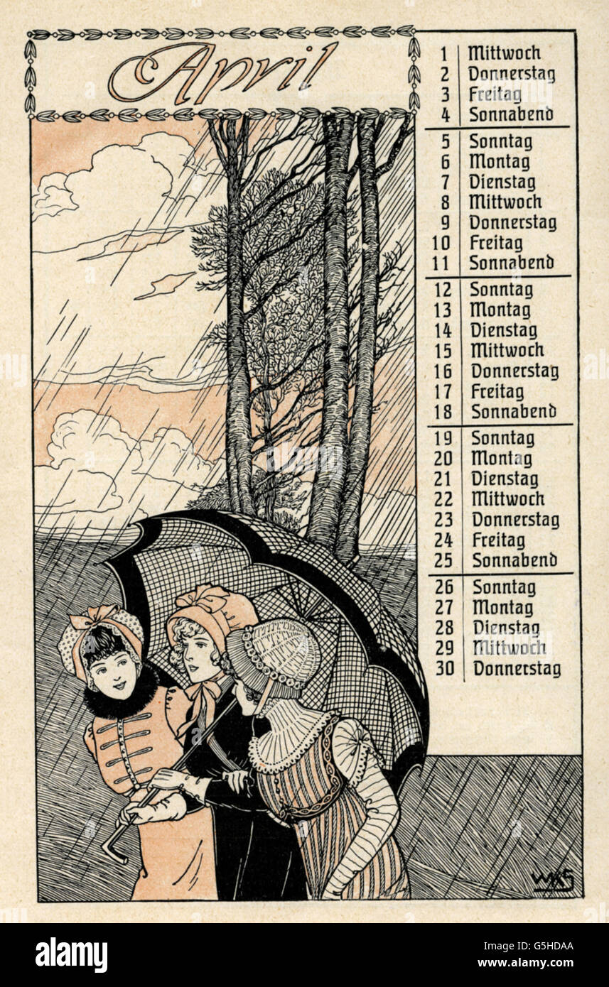Calendriers, feuilles de calendrier, avril 1903, droits supplémentaires-Clearences-non disponible Banque D'Images