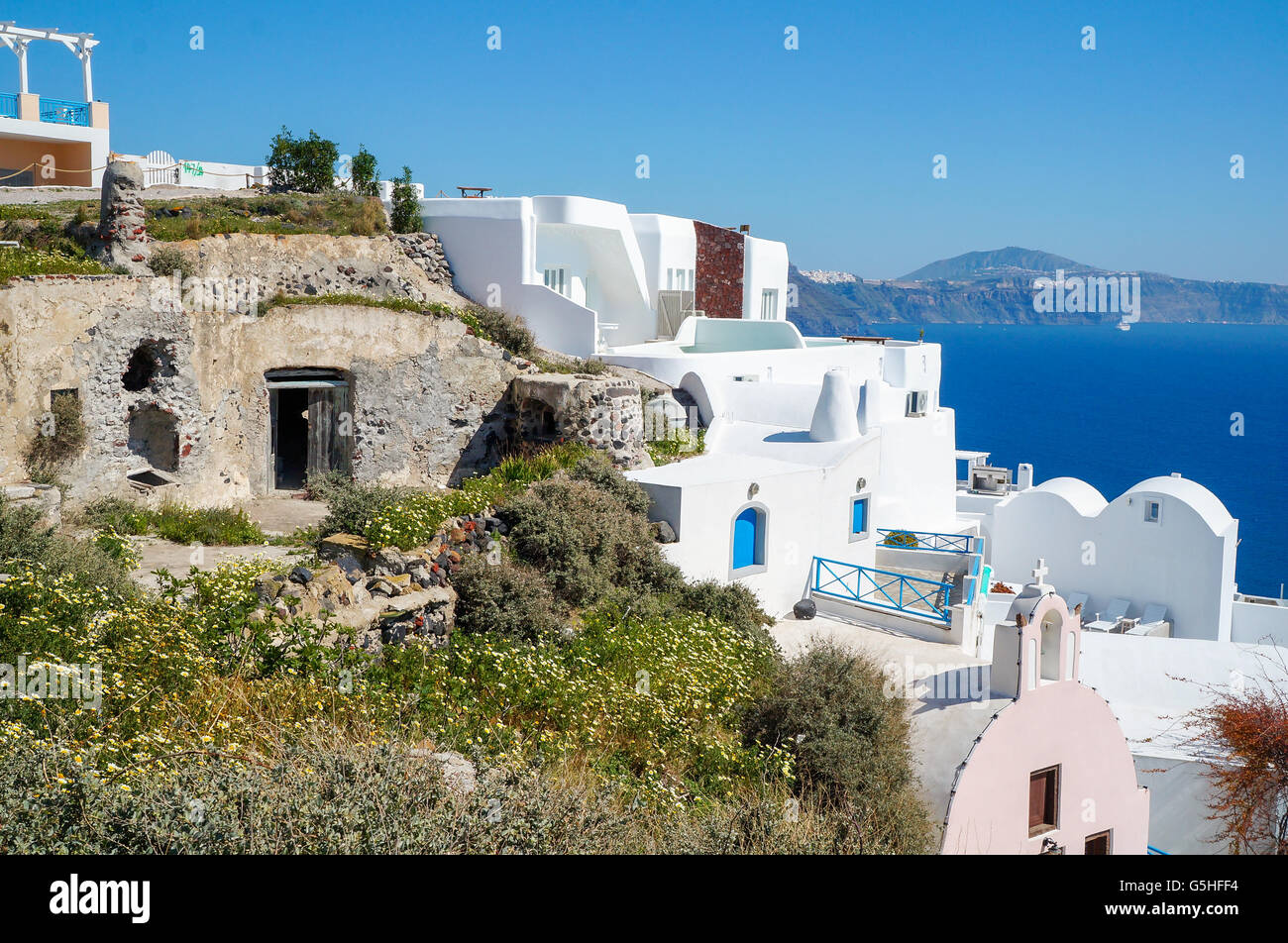 Île égéenne grec, Santorin, dans la journée d'été, la Grèce, l'Europe Banque D'Images