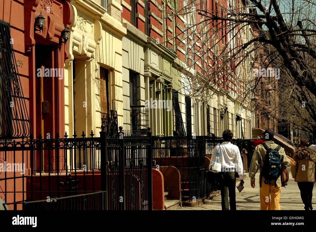 New York Ville : West 137th Street townhouses à Harlem Banque D'Images