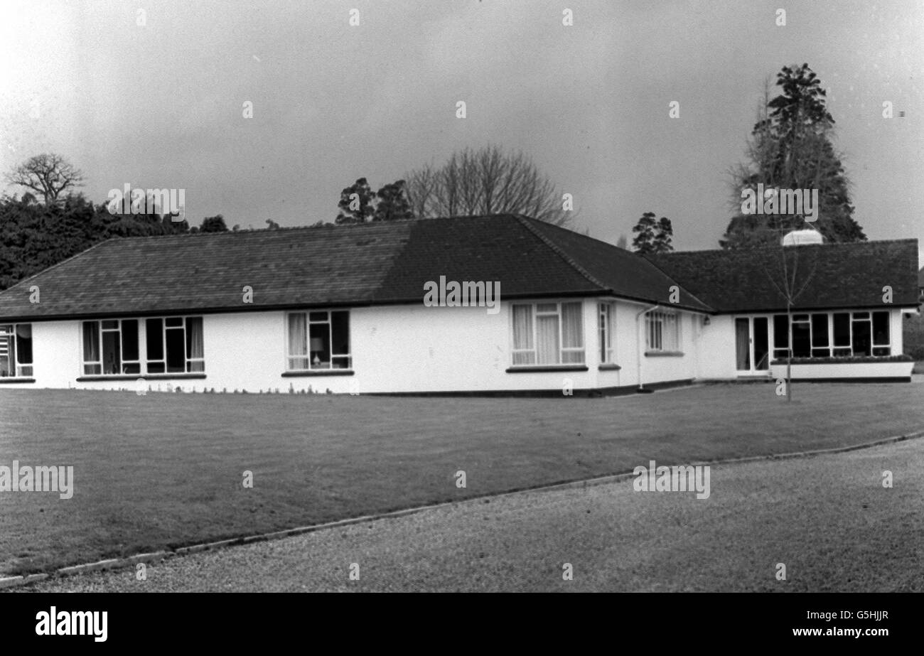 La résidence de George Harrison, membre des Beatles, à Surrey, en Angleterre. Banque D'Images