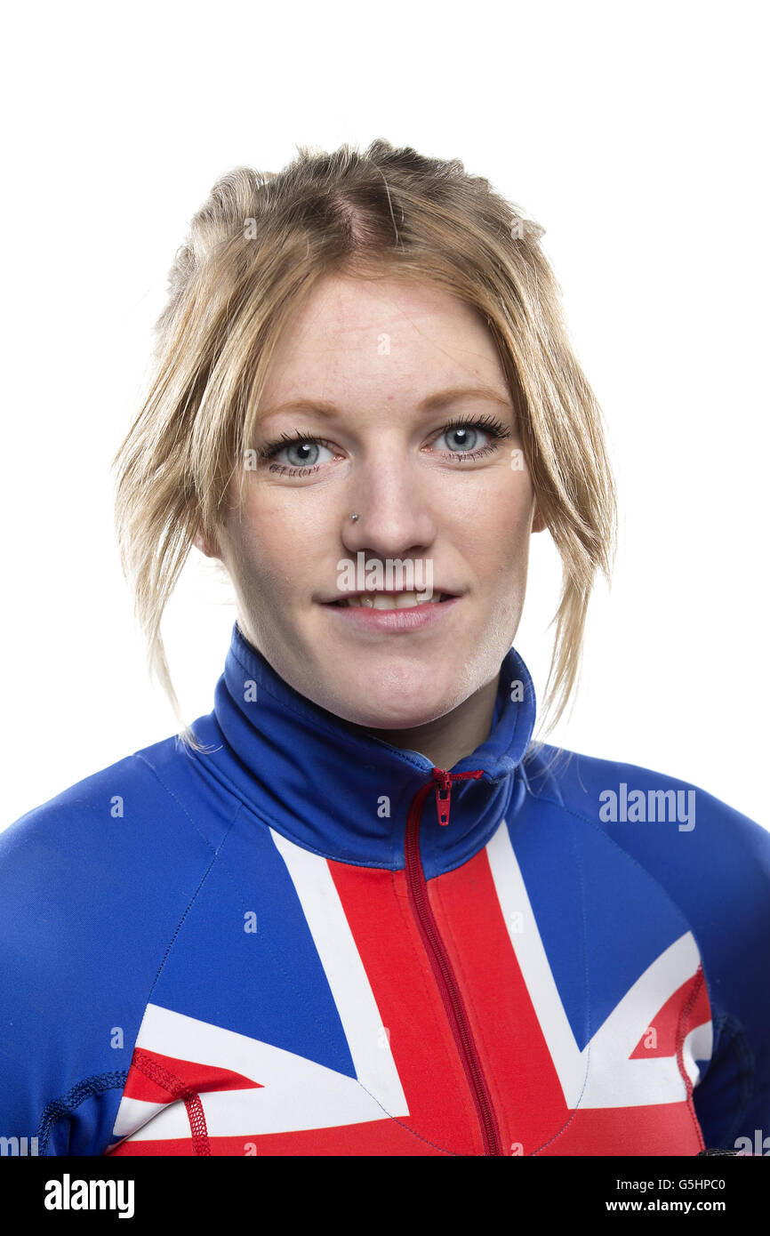 Patinage de vitesse sur piste courte - Team GB Photocall - National Ice Centre. Elise Christie, Grande-Bretagne Banque D'Images