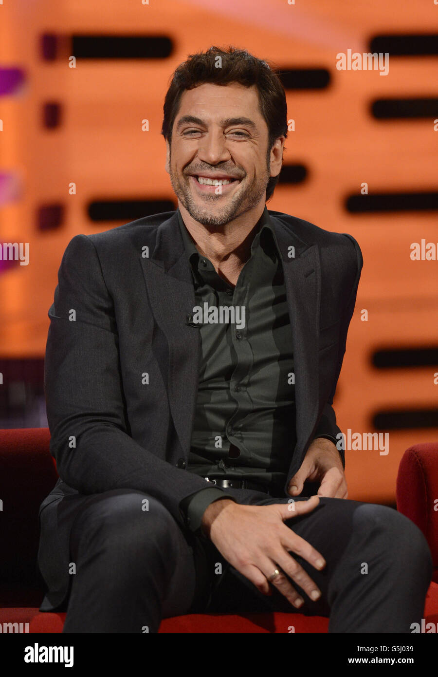 Invité Javier Bardem au tournage du Graham Norton Show (TX: 22.35 vendredi 26 octobre, BBC One), aux studios de Londres dans le sud de Londres. Banque D'Images