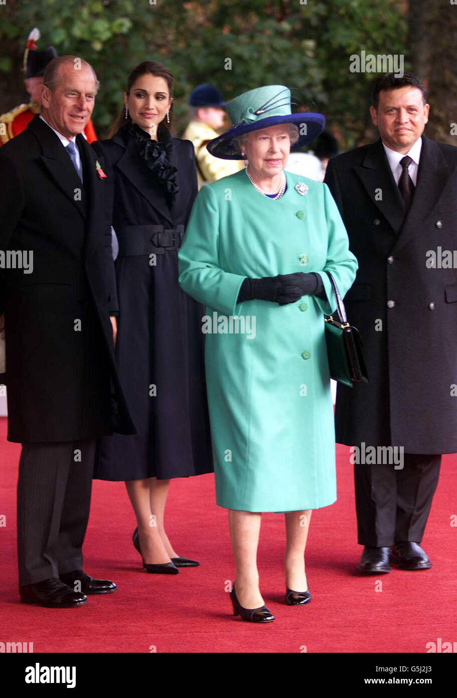 Le roi Abdallah II visite/ La reine Elizabeth II et le duc d'Édimbourg Banque D'Images