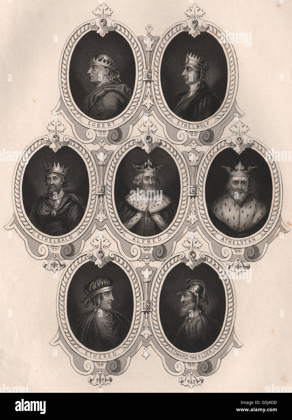 Rois Anglais : Edbert Ethelwolf Ethelbald Alfred Athelstan Ethered Edward, 1853 Banque D'Images