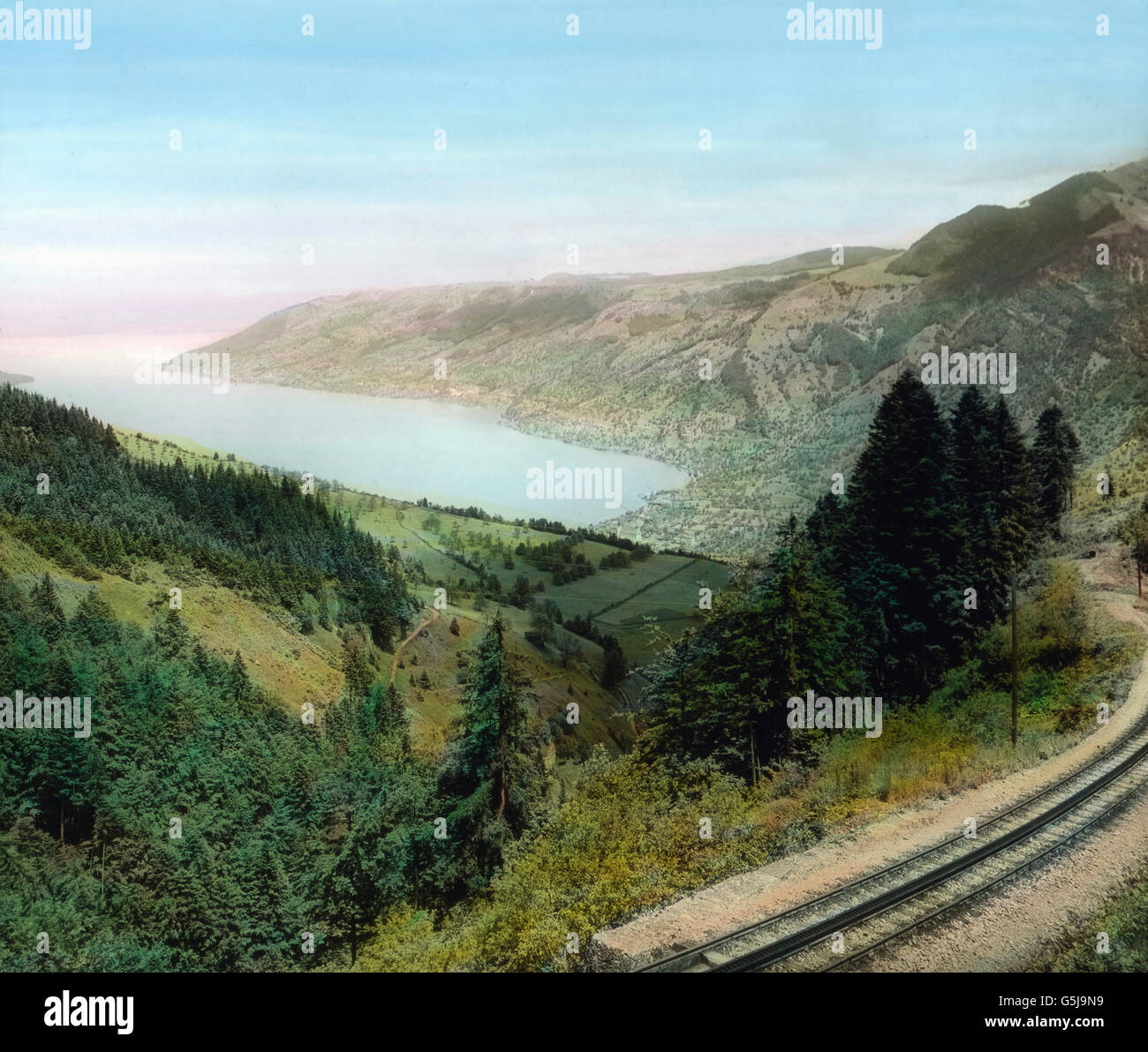 Arth, Rigibahn mit Blick auf den Zugersee in der Schweiz, ca. 1910er Jahre. Arth Rigi, chemin de fer, en vue de le lac de Zoug en Suisse, ca. Années 1910. Banque D'Images