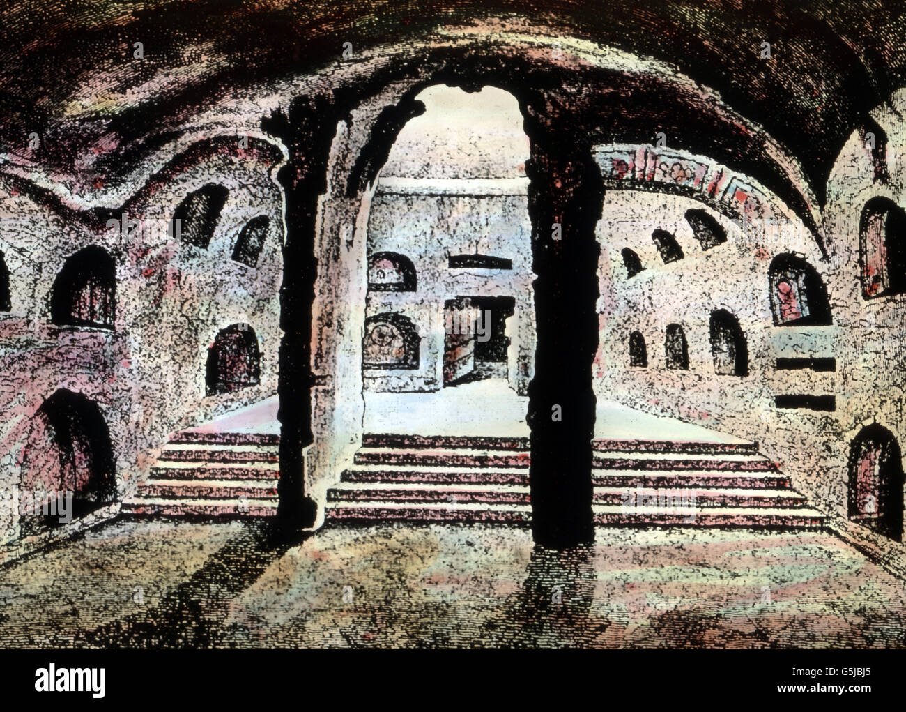 Dans den Katakomben bei Rom, Italie. Aux Catacombes près de Rome, Italie. Banque D'Images
