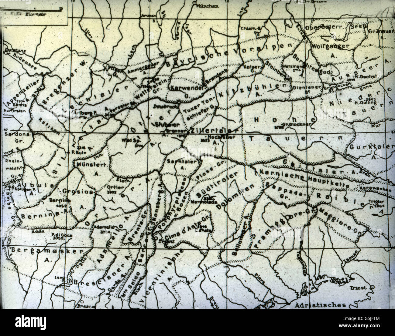 Die Landkarte von Tirol, 1920er Jahre. Carte de la région du Tyrol, années 20. Banque D'Images