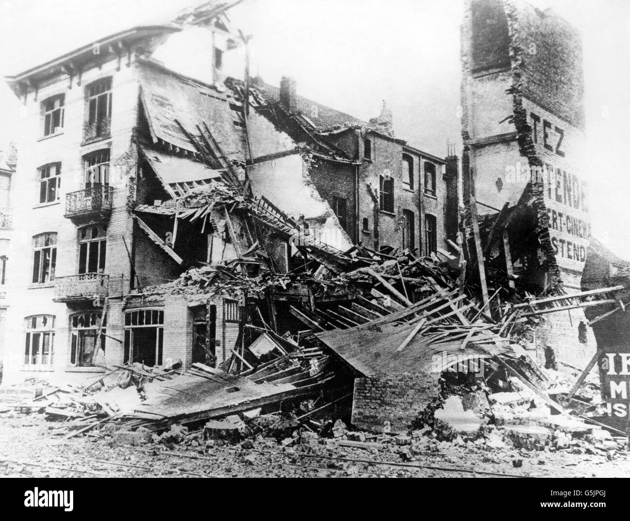 Une maison détruite à Westende, en Belgique, après avoir bombarder les Britanniques pendant la première Guerre mondiale. Banque D'Images