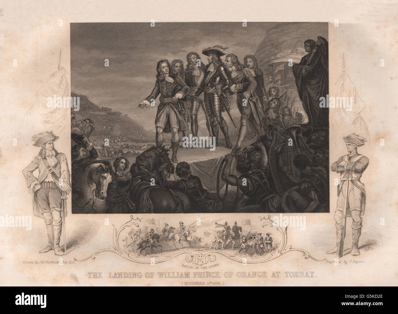 Glorieuse Révolution : William Prince d'Orange à l'atterrissage à Torbay 1688. 1853 Boyne Banque D'Images