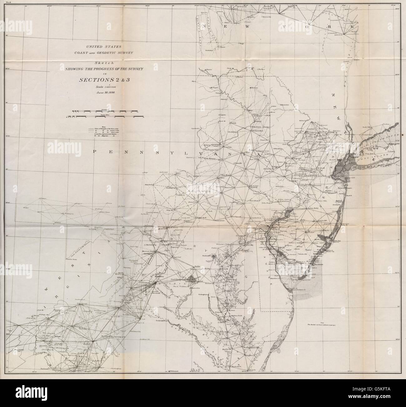 USA EAST SURVEY:Chesapeake Bay La Baie Delaware Maryland Maryland.USCGS map 1889 Banque D'Images