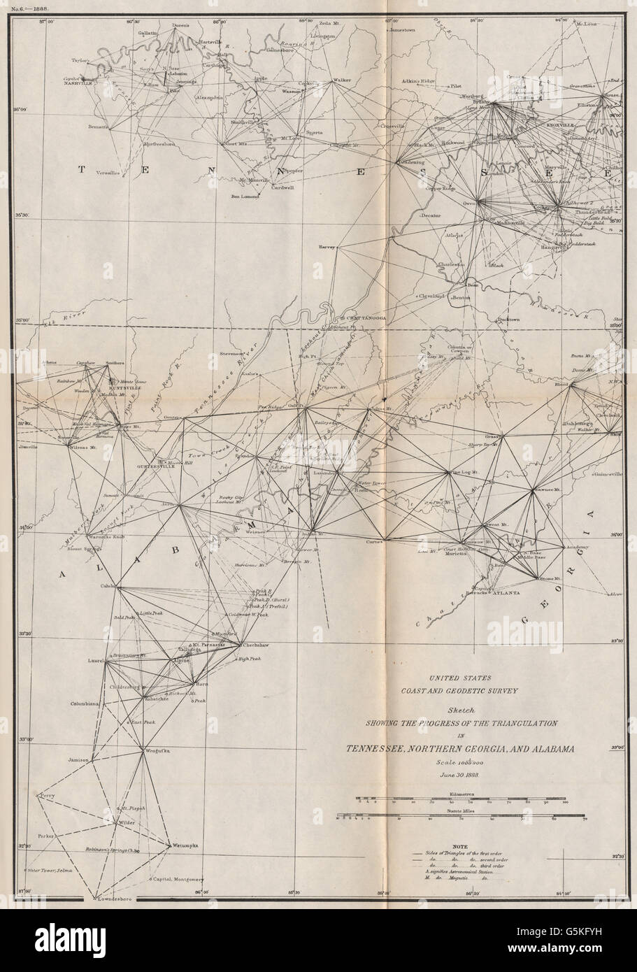 California CALIFORNIA NORTH GEORGIA : Nashville Knoxville Chattanooga. Carte 1889 USCGS Banque D'Images